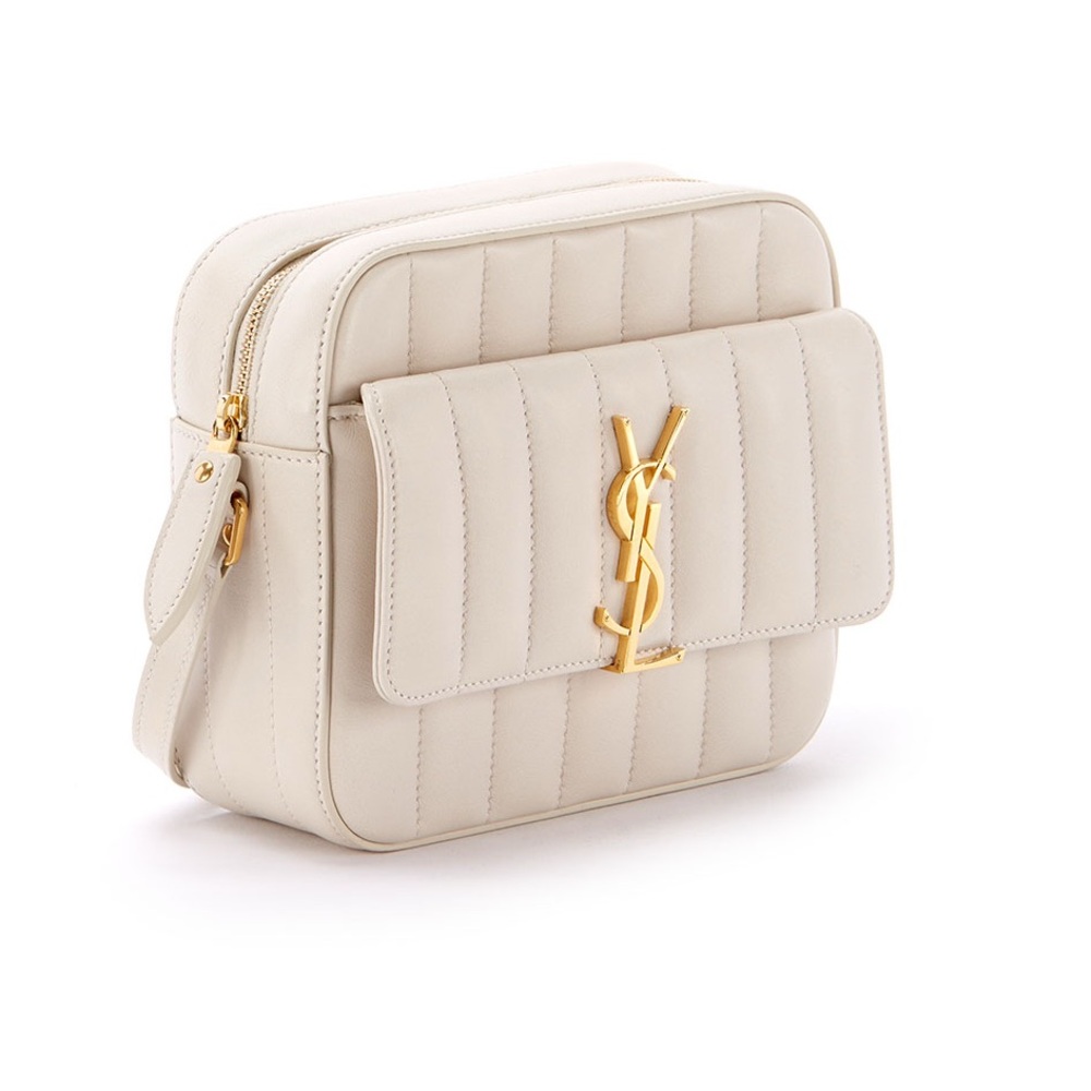 Yves Saint Laurent Ivory Quilted Crossbody Bag